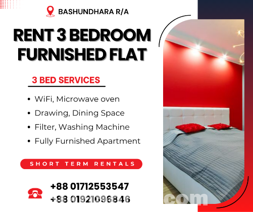 3Bed Room Serviced Apartment RENT In Bashundhara R/A